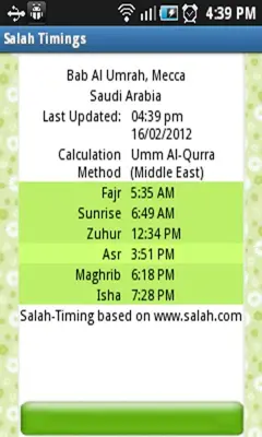 Salah Timings android App screenshot 2